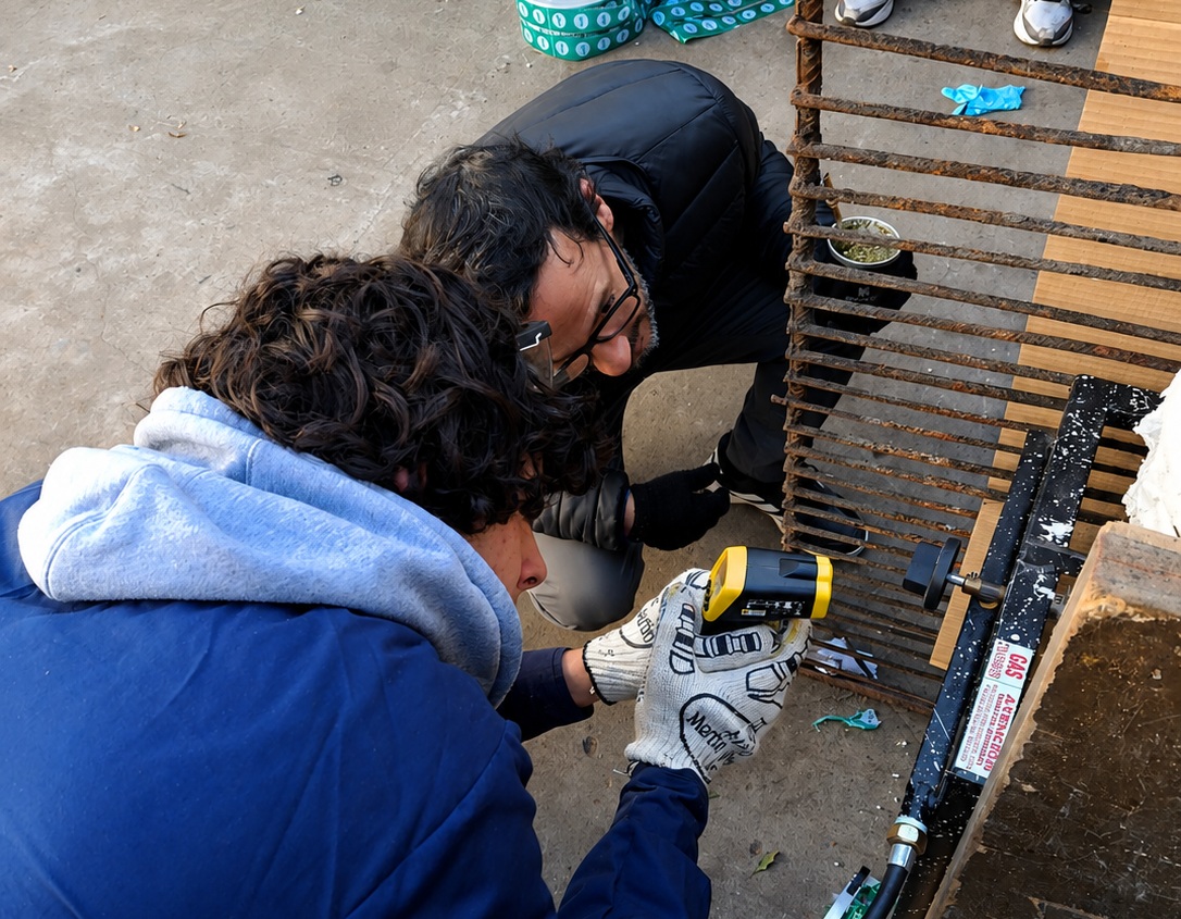 Medición de la temperatura durante una de las pruebas del proyecto.